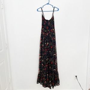 Anthropologie Payal Jain Dress Womens Size Large Black Red Flora Massima Maxi